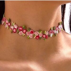 5 Piece Set Adjustable Floral Choker Necklace Set - Multicolor Y2K Style